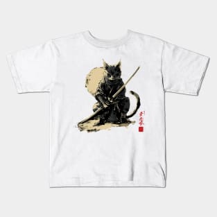 samurai cat Kids T-Shirt